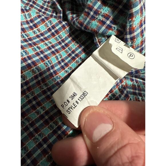 Carbon 2 Cobalt Mens Button Up Shirt Plaid Blue Red Longsleeve Size Large - Picture 8 of 11